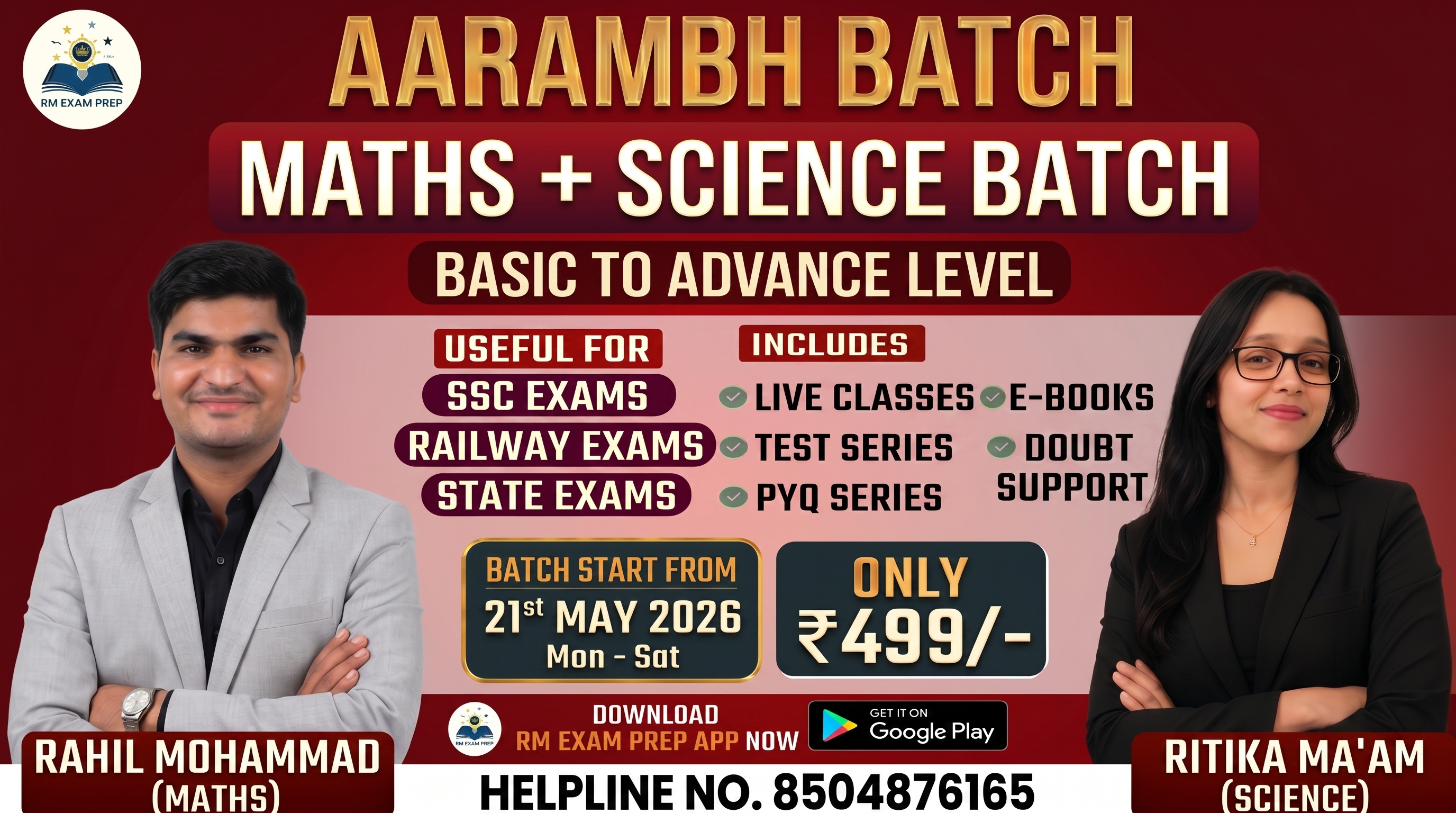 Aarambh Batch 2026  ( Maths + Science Foundation Course )